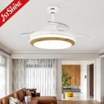 3 Retractable Blades 3 Light Color Changing Ceiling Fan For Living Bedroom