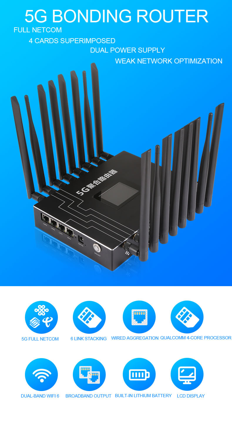 X5 Wireless Cellular Bonding Router , Industrial 4 SIM Card Bonding Router