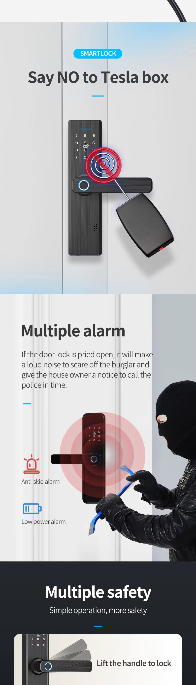 Black Wifi Bluetooth Lock 154*63*24mm Wifi Keyless Door Lock Auto Unlock