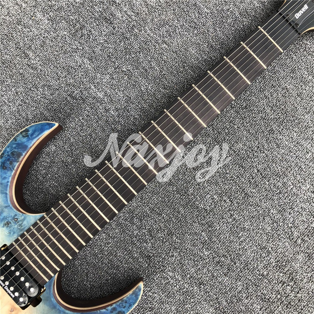 7 strings Mayones blue burst electric Guitar Ebony Fretboard locking Tuners Bolt-on OM logo mayones Duvell electric guit