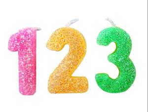 Quality Rainbow Color Glitter Number Candles For Birthday / Charistmas / Party Decoration wholesale