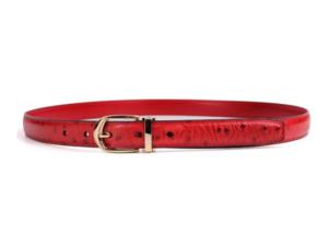 Quality Red 125cm Womens Ostrich Leather Belt With Gold Buckle wholesale