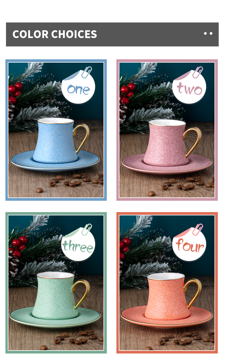 Matt Golden Handle Ceramic Tea Fashion Coffee Cups Mugs