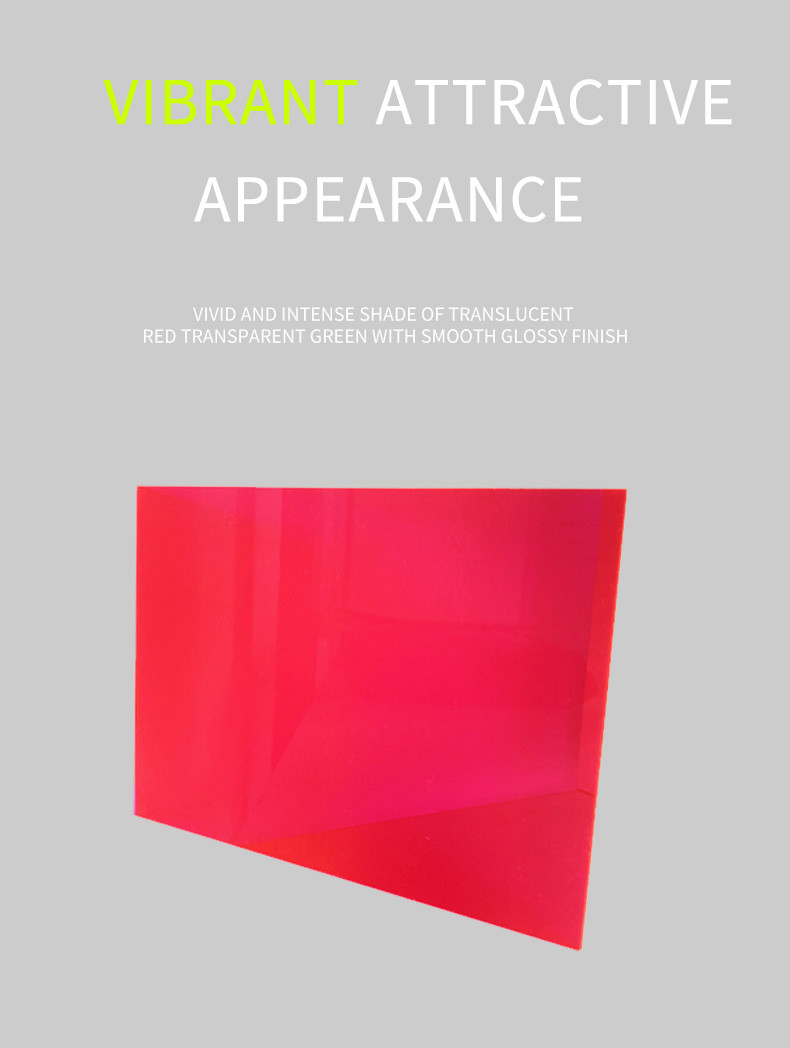 UV Resistance Fluorescent Transparent Red / Pink Cast Acrylic Perspex Sheet For Advertising