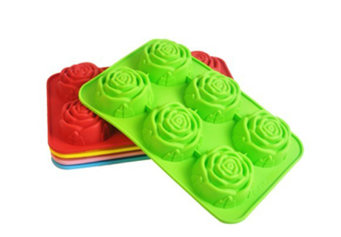 Silicone manufacturer Silicone baking tools 6 cups rose flower shaped silicone mold SB-010