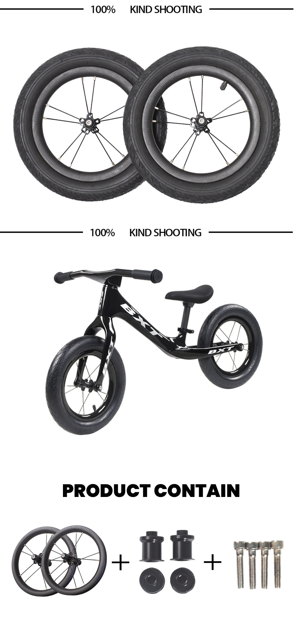 Full Carbon Fiber Wheels Children Push Balance Bike Wheelset 12 Inch