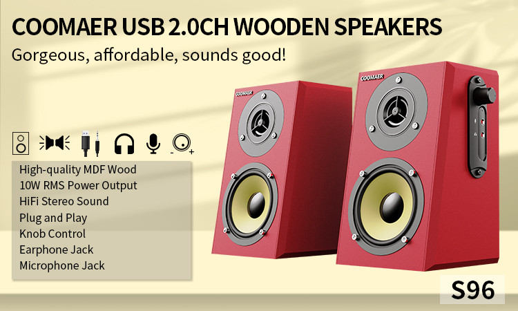 red 2.0 Bookshelf Speakers 3inch *2 Unit For TV Immersive Experience