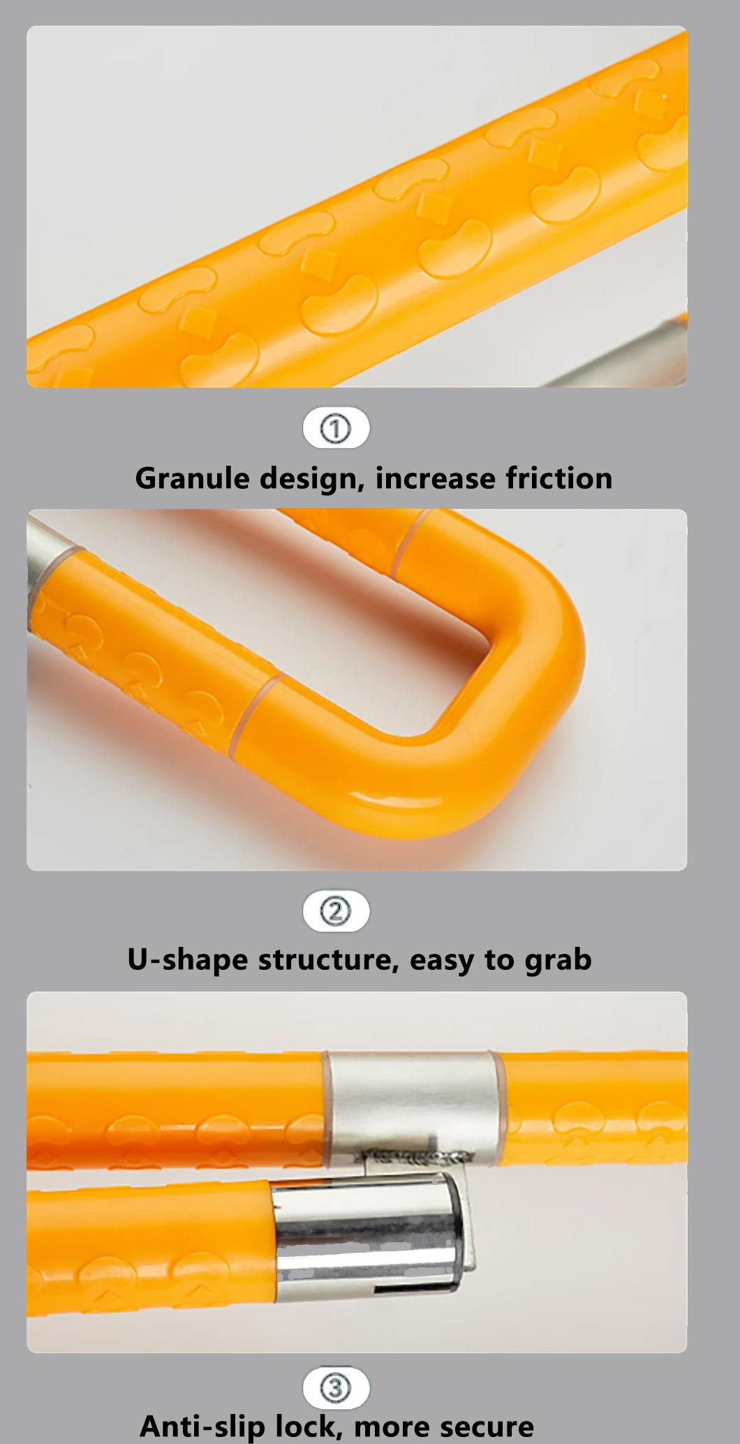 ABS Nylon Bathroom Hand Rails Safety Handicap Toilet Bars Easy Installation