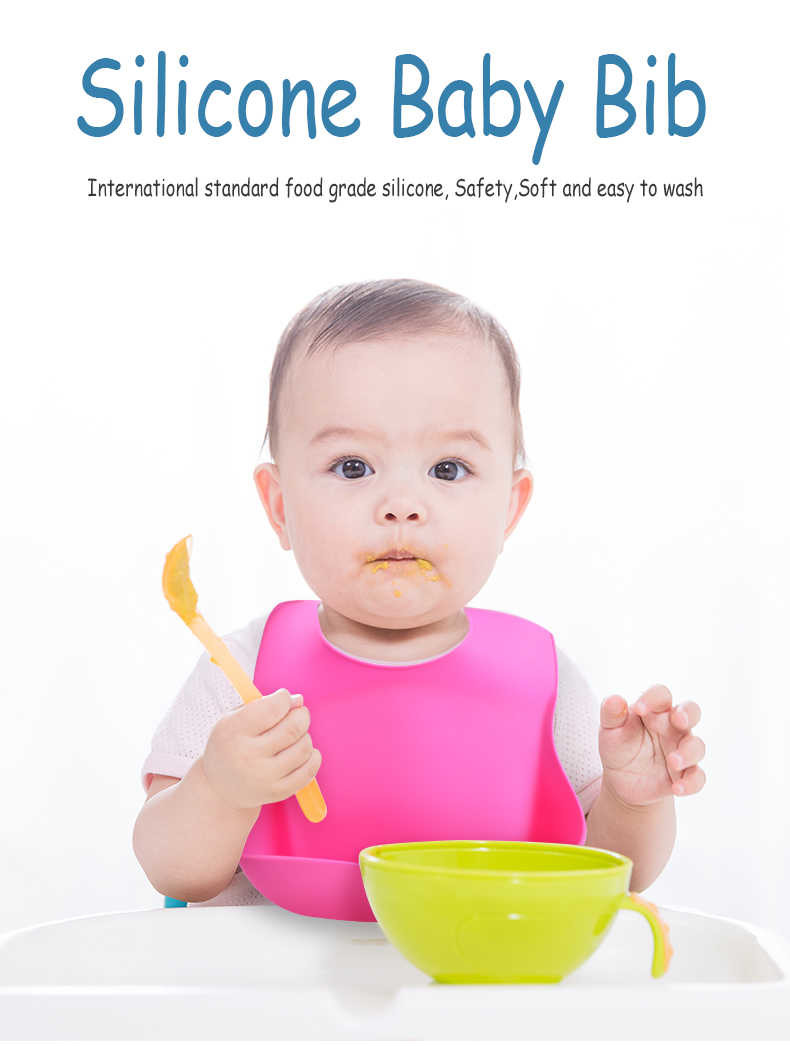 Unisex BPA Free Silicone Feeding Bibs That Catch Food CPSIA Approval