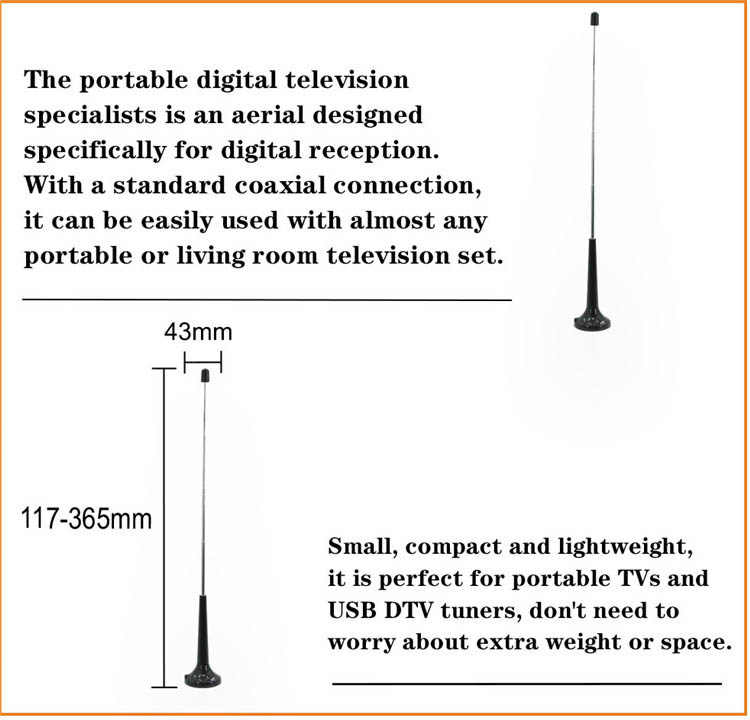 5DBi Telescoping Dvb T2 Indoor Antenna Magnetic Tv Aerial Copper Alloy Whip