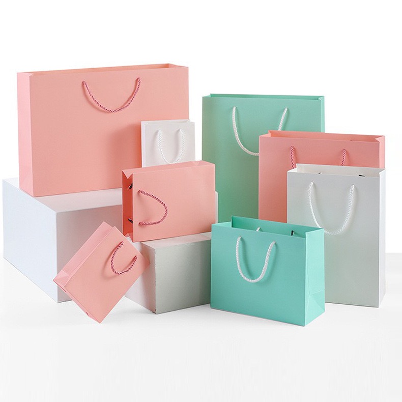 CMYK 4 Color Offset Printing Paper Bag With Handles for Custom Gifts Shopping Packaging