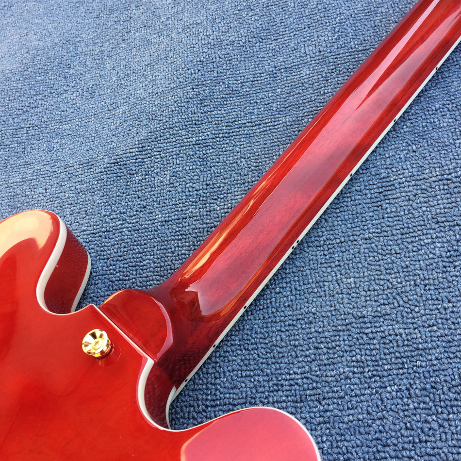 High-quality hollow body jazz electric guitar, Double F holes Red body and back electric guitar