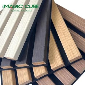 Quality 3 Side Wrapped Decorative Acoustic Slat Wall Panel Easy Installation For Theatres wholesale