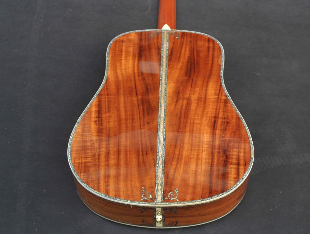 Handmade Deluxe solid koa wood Acoustic guitar, acoustic Guitarra, solid koa wood with abalone inlay