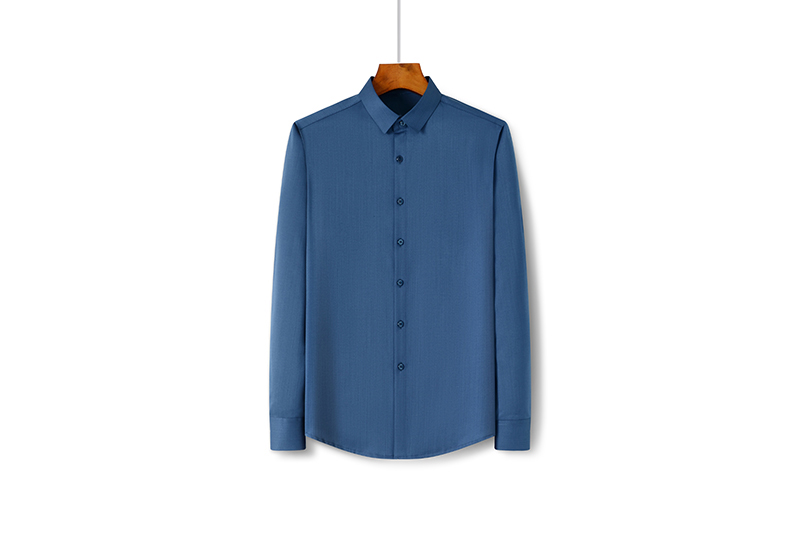Anti-pilling Men's Long Sleeve Plain Shirts with Polyester Viscose Silk Acrylic Logo