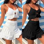 Ladies Three Piece Swimwear Bikini Solid Color 3 Piece Swimsuit Floral Special