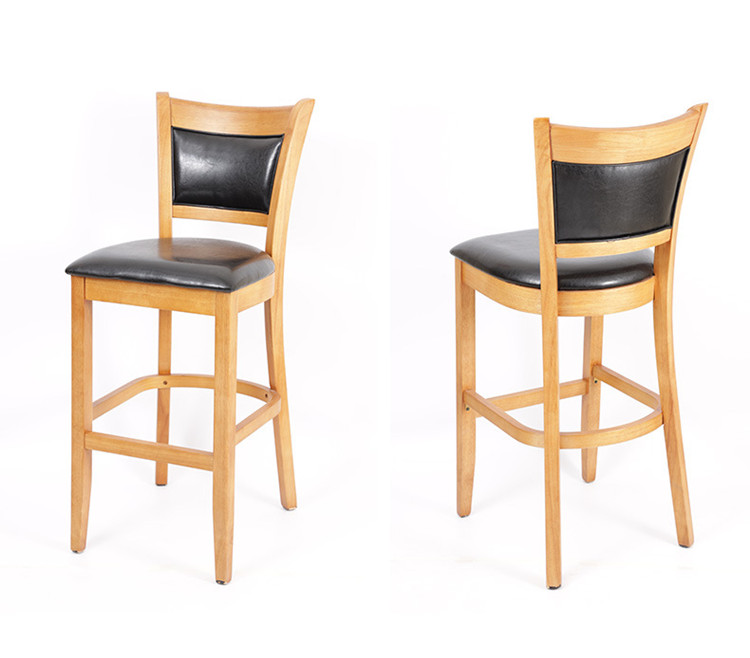 Adjustable Wooden Cafe Bar Stools Height For 42 Inch Counter Brown Leather