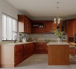 Brown Melamine Modular Kitchen Cabinets Ready Made Cupboards Sets