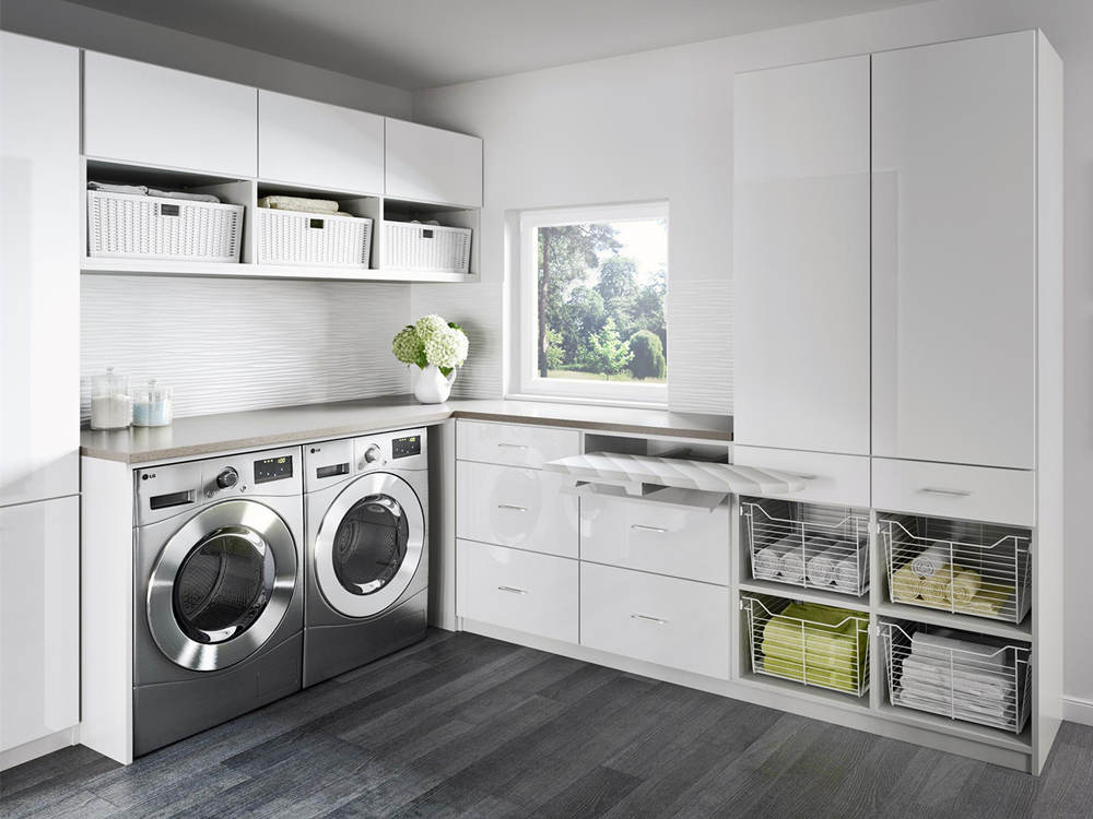 Lacquer Surface Treatment Waterproof Custom Laundry Room Sink Cabinet for Washing Machine