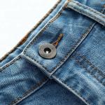 Summer Teen Girl Jean Shorts With Pockets , Mid Waist Girls Stretch Denim Shorts