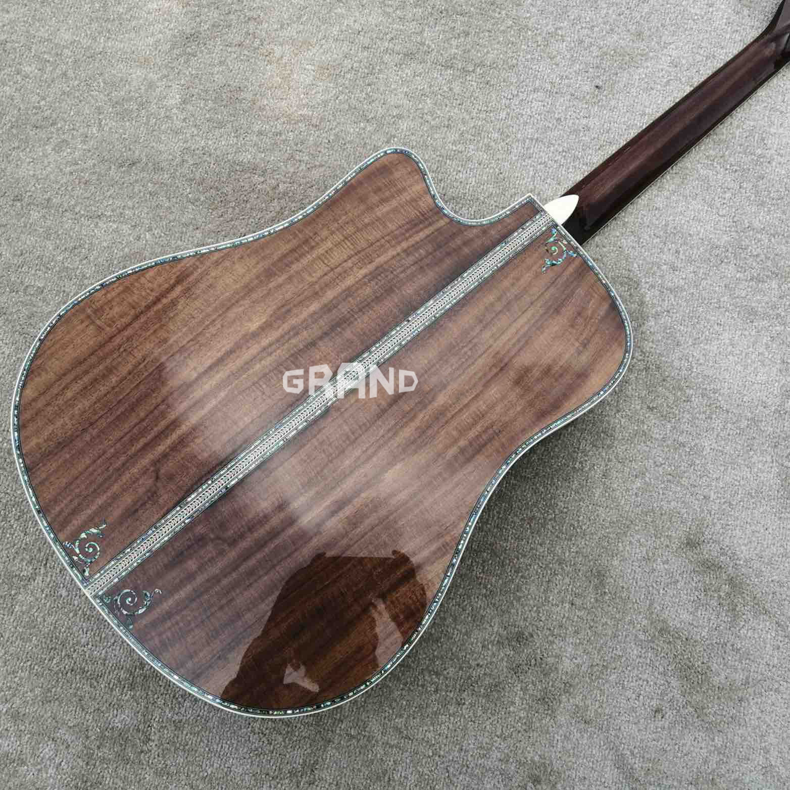 All Solid Koa Wood 45 D 41 Real Abalone Acoustic Electric Guitar with Ebony Fingerboard