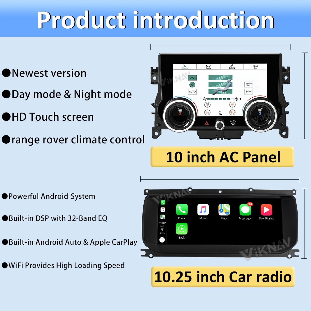 Viknav Car Radio For Land Rover Evoque L551 L538 (2012-2018) 10.25 inch With AC Air Conditioning Panel Climate Control