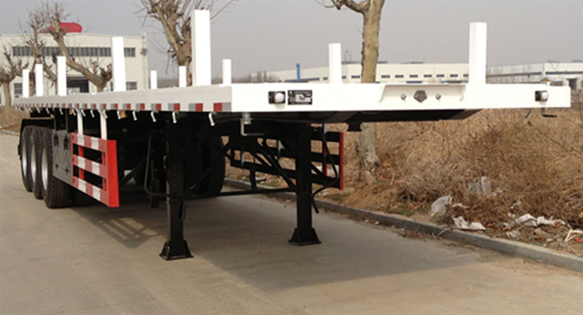 40 Foot High Flatbed Semi Truck Trailer 3 FUWA Axles For Carry Container Cement Bags