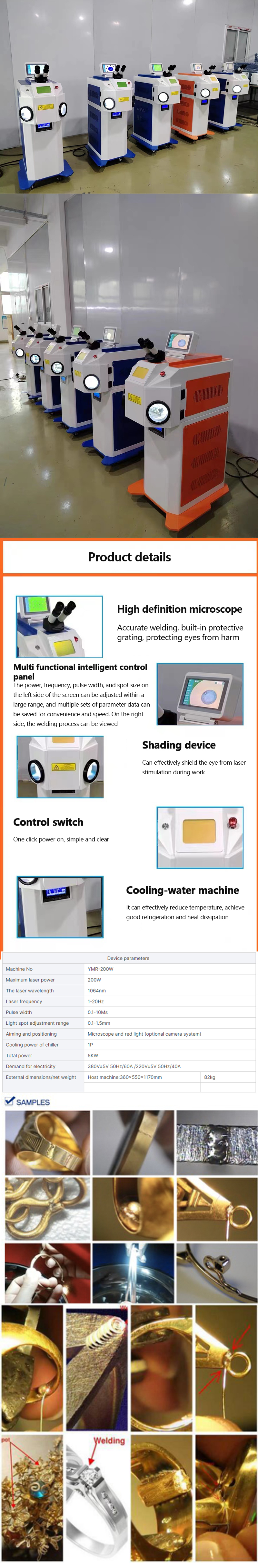 200W Gold Silver Jewelry Repairing Machine Jewelry Chain Laser Welding Machine with Easy Operation and 0.1-20ms Pulse Width
