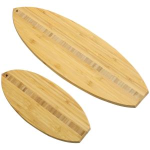 Quality Washing Surfboard Shaped Bamboo Butcher Block Wood Cutting Board 2pcs wholesale