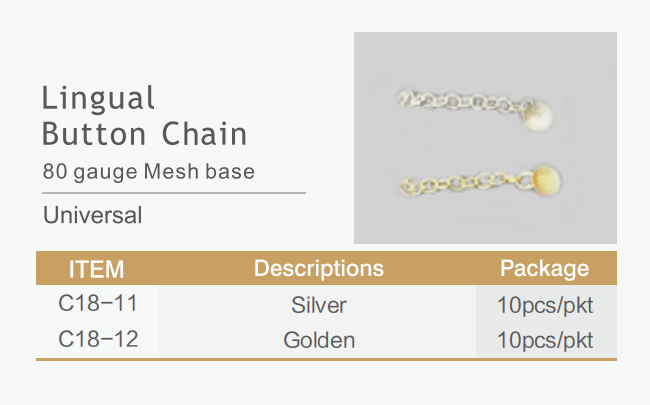 Class II Orthodontic Accessories Round Mesh Base Lingual Button With Chain