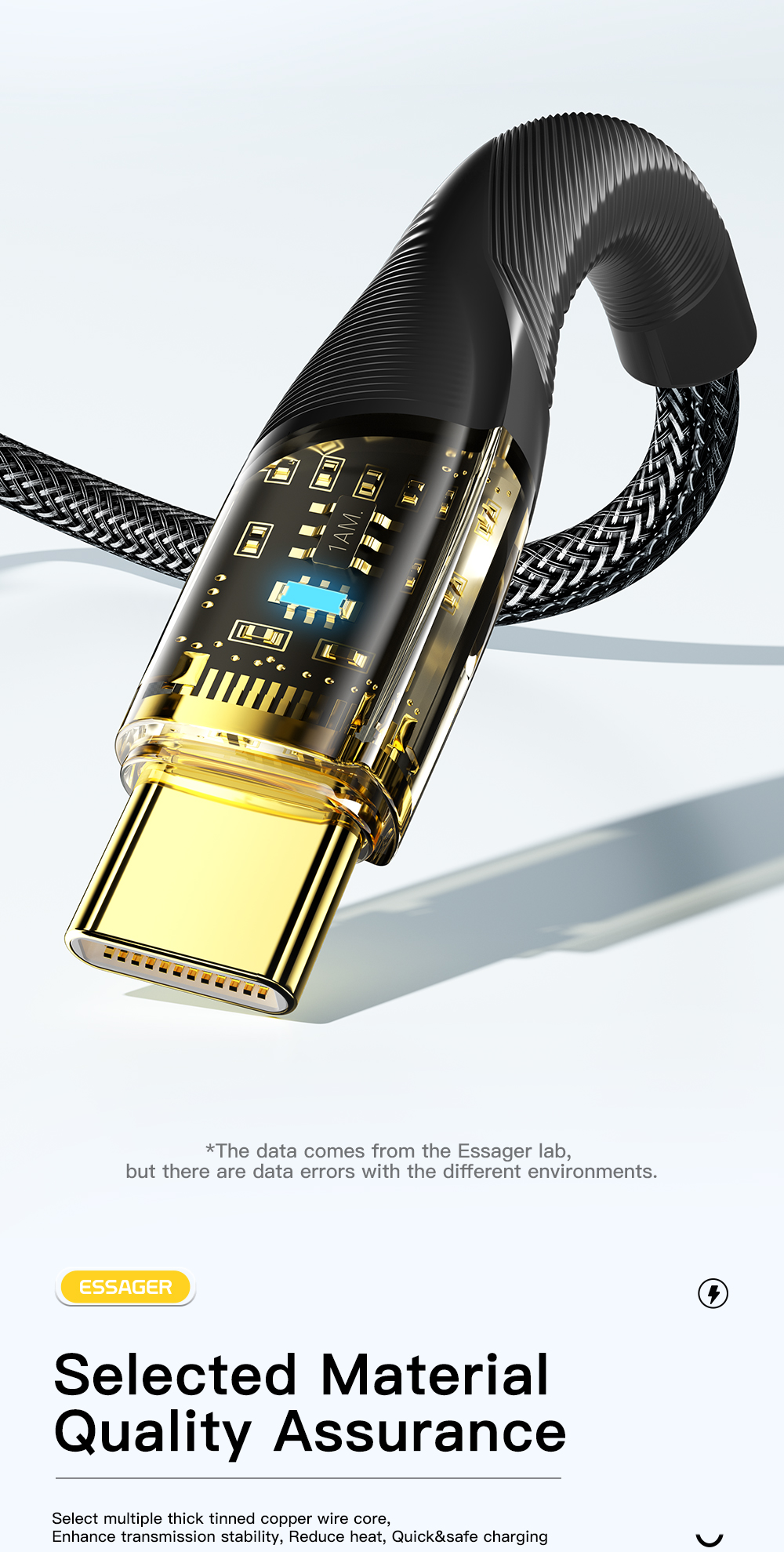 Type C To C USB Charging Cable Transparent 480Mbps 60W 100W Phone Cable