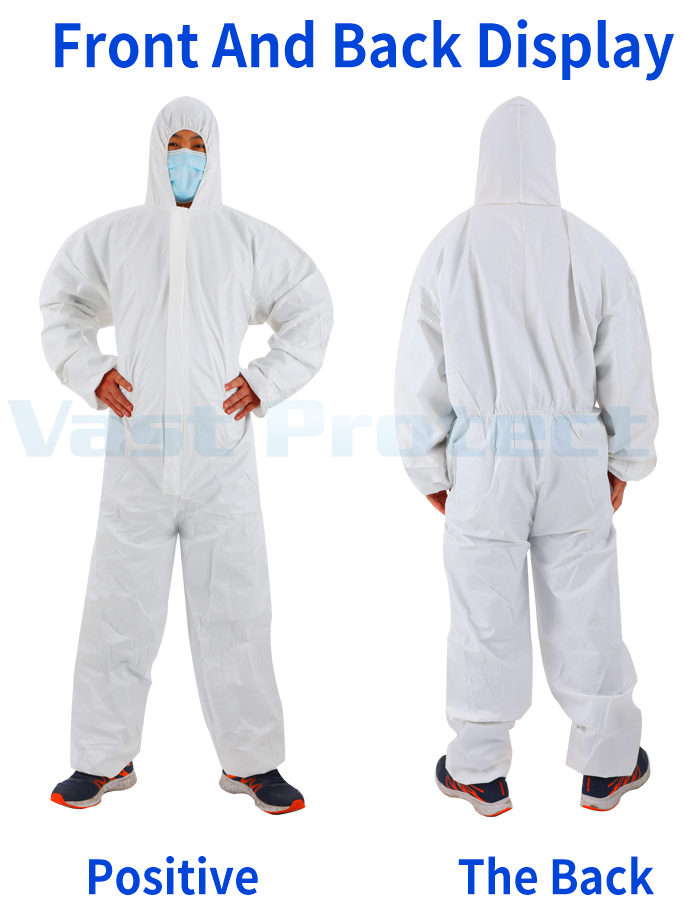White Disposable Hooded Coverall For Water Proof Function Polyethylene Material