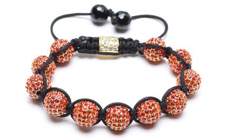Shamballa Bracelet, Red Crystal Pave Alloy Beads