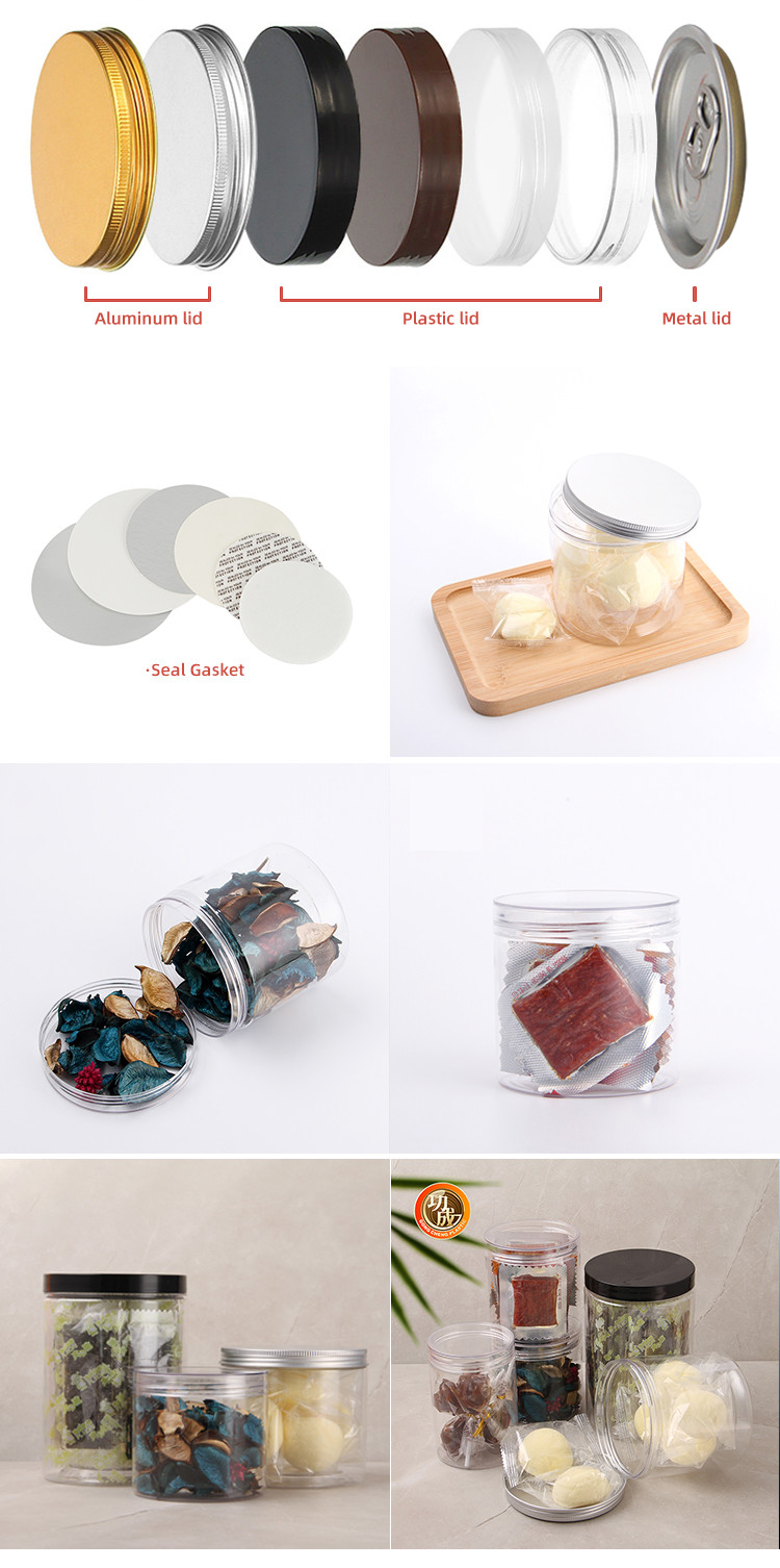 Transparent PET Candy Cookie Jar 450ml 500ml Plastic Candy Jars With Lids