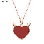 3gram 15.7in Sterling Silver Heart Pendant Necklace Trendy Deer Antler Heart