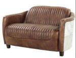 Industrial Style Home Leather Couch Wooden Frame Aviator Furniture aluminum sofa