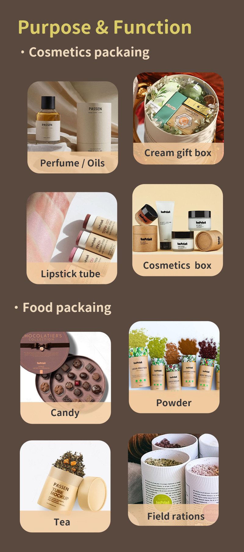 Round Biodegradable Kraft Paper Tube Packaging For Tea Thickened Bottom