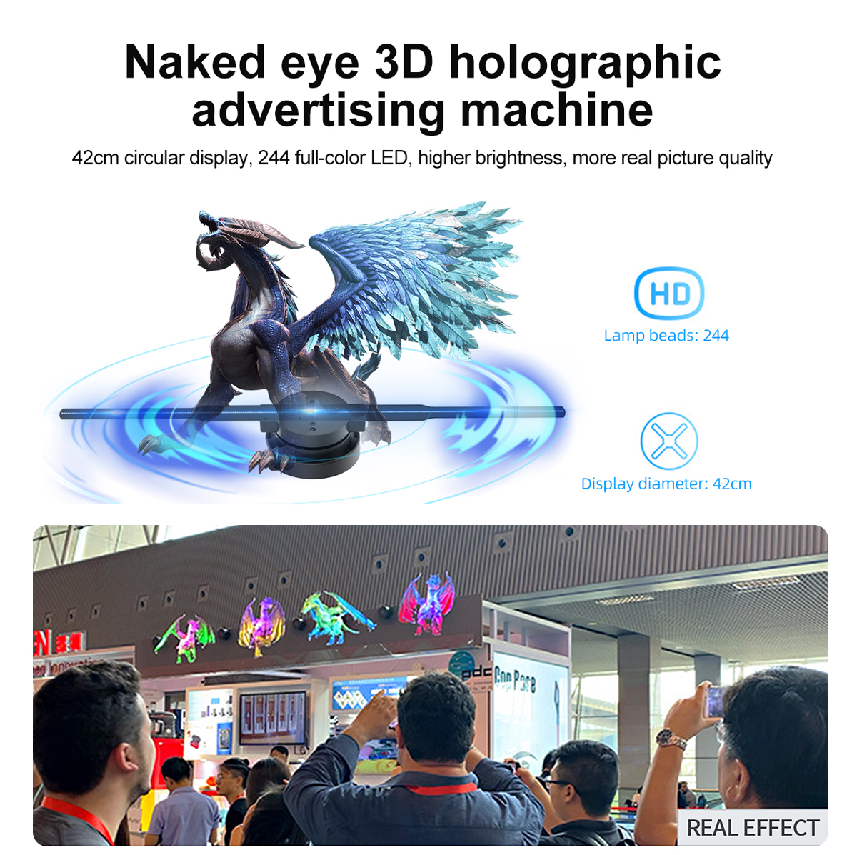 50cm 65cm 70cm 100cm LED Fan 3D Holographic Advertising Fan Hologram Projector Display