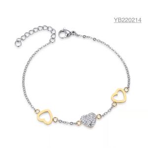 Quality Engagement 3 Heart Rhinestone Bangle Bracelet Stainless Steel wholesale