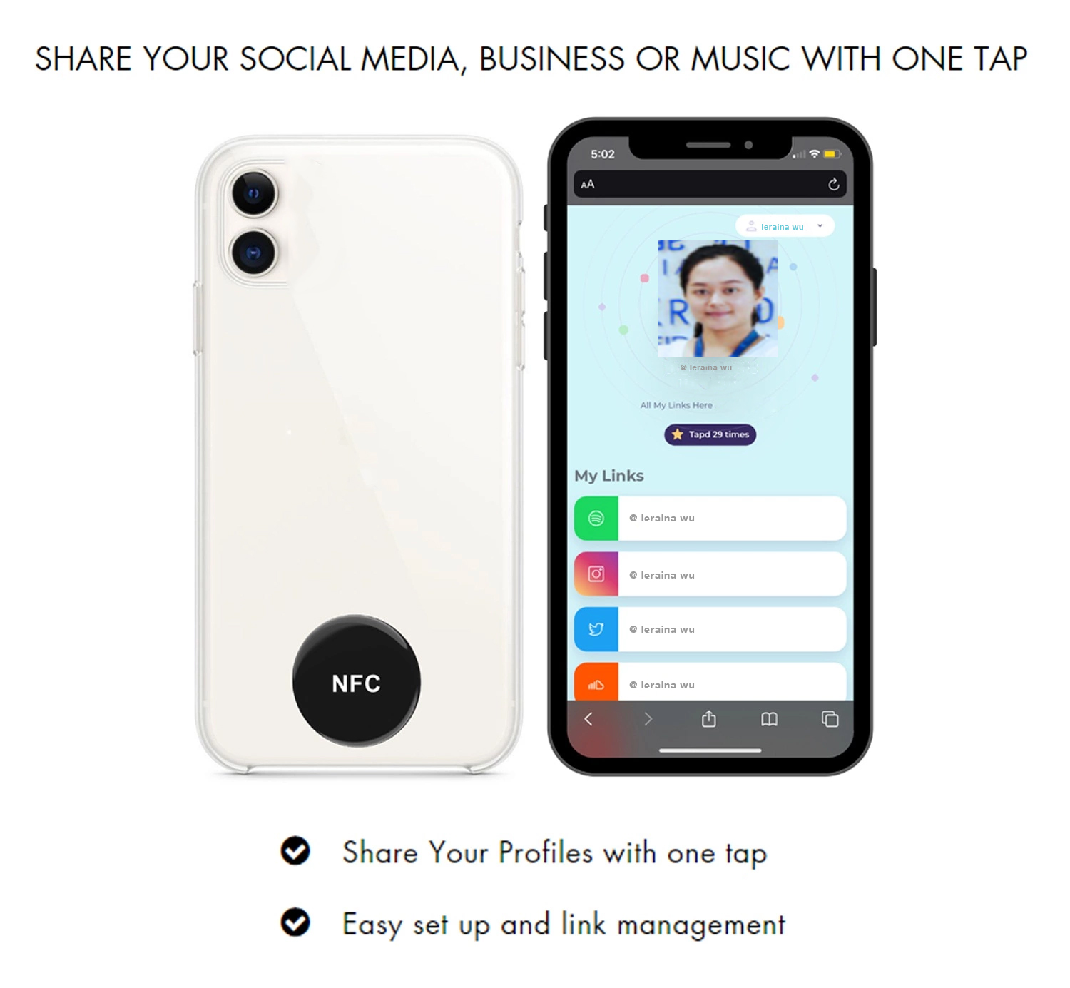App Development Social Media NFC Tag , NFC Phone Sticker For Sharing Contact Information