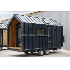 Quality 50/75/100mm Wave Sandwich Panel Modular Steel Structure Prefabricated Shipping Mobile Kitchen Restaurant Container House on Wheels wholesale