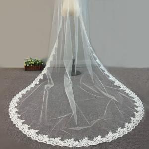 Quality 108&quot; Embroidery Cord lace with Rhinstone Ivory/White Bridal Veil Wedding Accessories wholesale