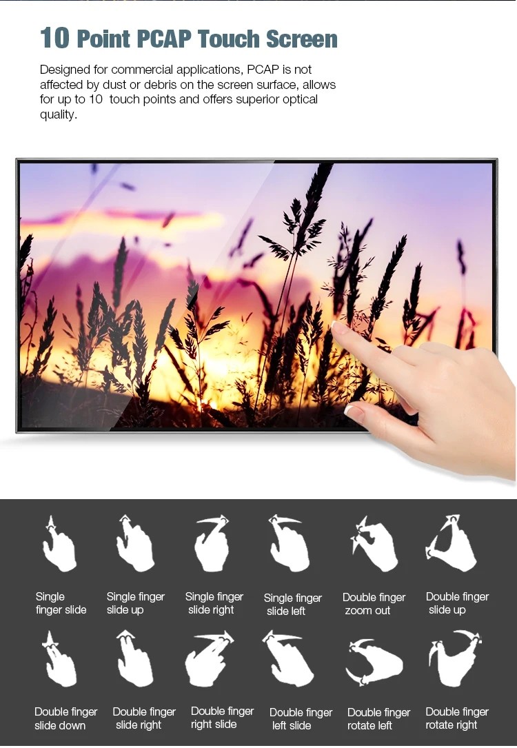 Advertising Wall Mounted Touch Screen Kiosk 43 Inch Network Android HD