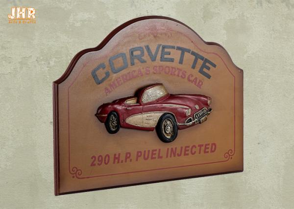 Antique Sports Car Wall Decor Wooden Wall Plaques Pub Sign 3D Resin Car Wall