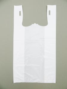 Quality Plastic Bag-WHITE Plain Embossed T Shirt Bag 13 mic - 100 bags/bundles , HDPE material wholesale