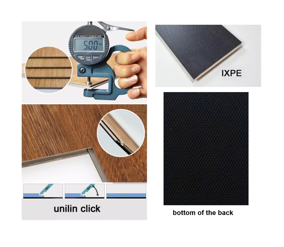 GL-W7234-4 Anti Slip Fire Rigid SPC Flooring Plank Click Oak Stone PVC Vinyl Laminate