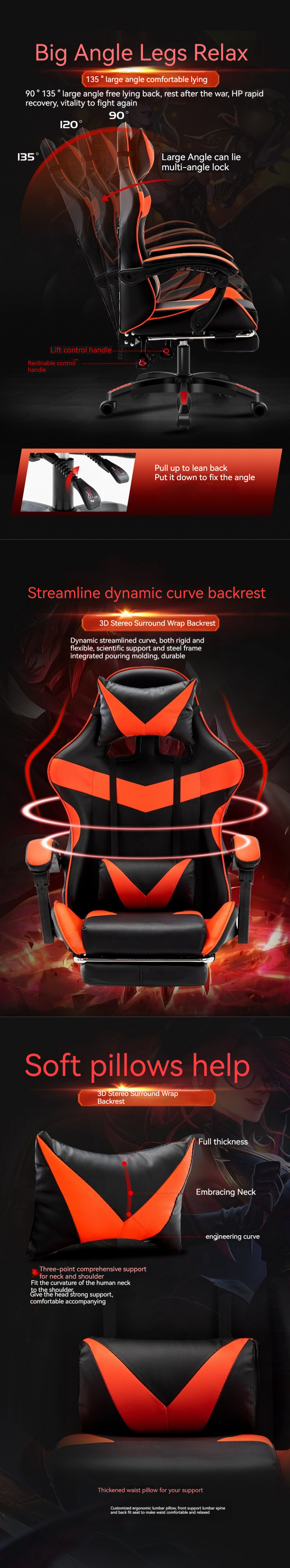 Ergonomic Black Gaming Chair with Footrest and BIFMA Passed Class 4 Chrome Gaslift