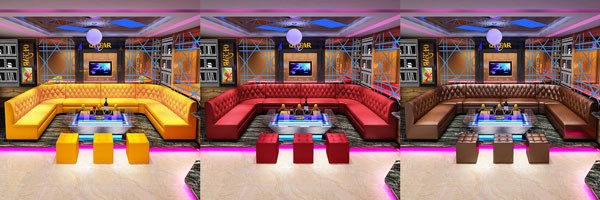 Large 3 Piece Leather U Shaped Sectional Couch For Small Space KTV Privacy Cafeteria