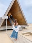 Blue Back Tie Halter Strap 104cm Bohemian Beach Dress