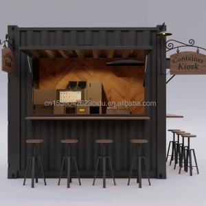 Quality Modern 10 ft 20 ft Prefabricated Steel Shop Container Kiosk Mobile Mini Bar for Outdoor Kitchen and Restaurant Movable Design Shop wholesale
